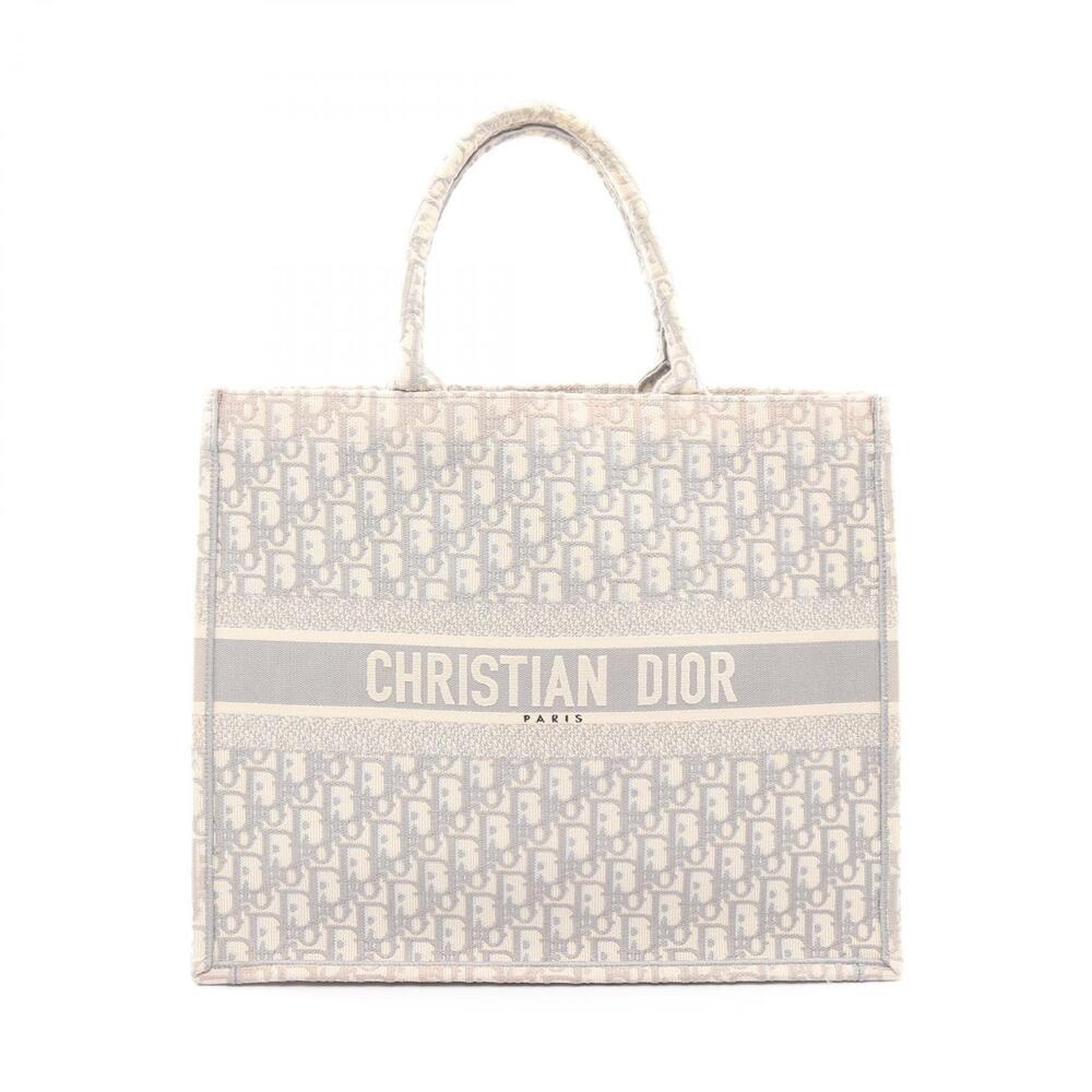 Christian Dior BOOK TOTE Oblique Bag Canvas Gray White